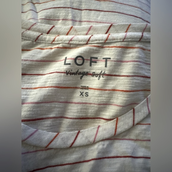 Loft Vintage Soft Striped Shirt Cotton Long Sleeve Tee Lightweight White XS - Picture 7 of 7